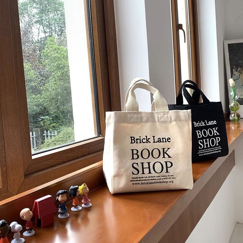 Túi size lớn/ nhỏ đựng hộp cơm trưa bằng vải canvas nhiều màu sắc tiện dụng cho nữ TTF642