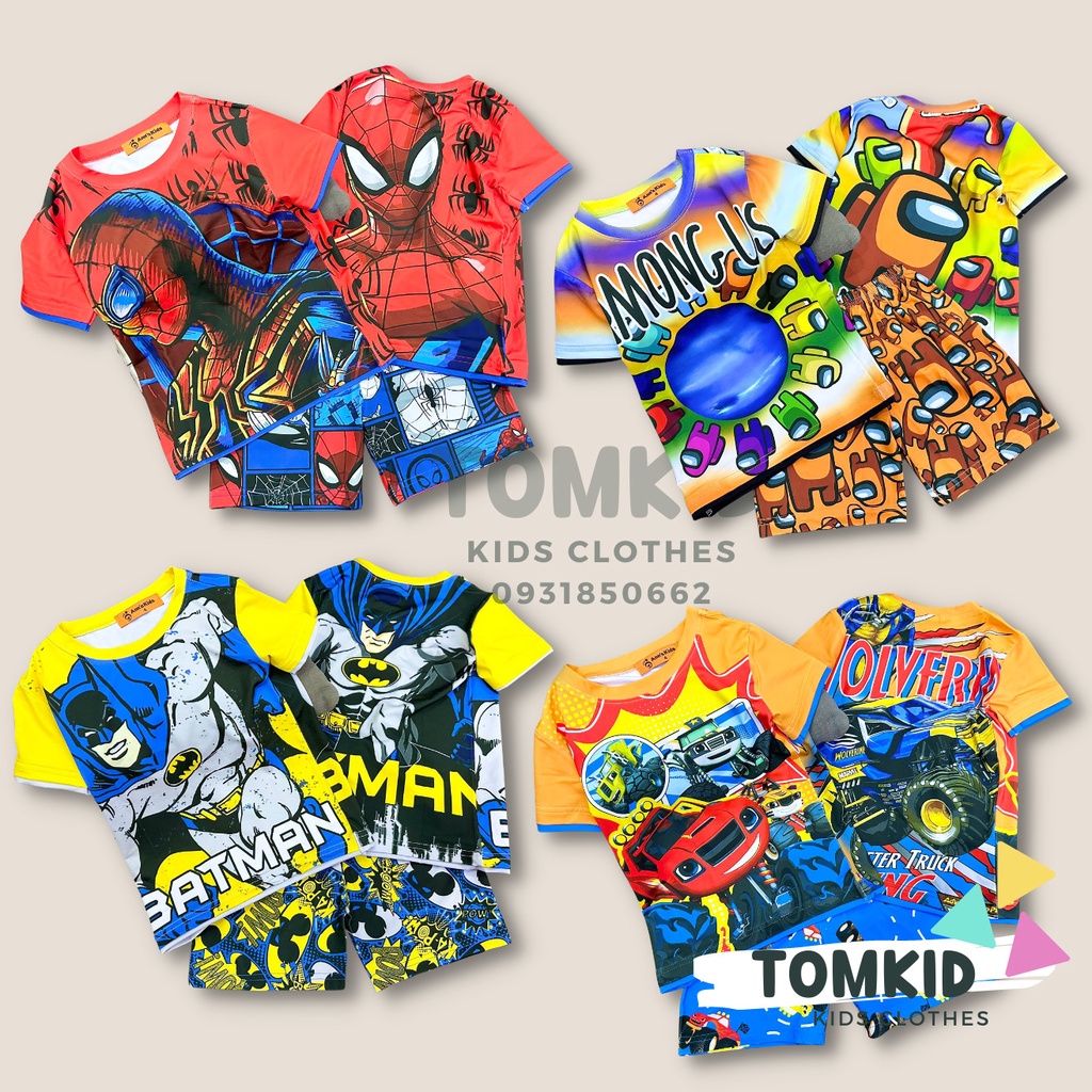 Bộ thun lạnh bé trai, đồ bộ cho bé chất thoáng mát co giãn không nhão 10-40Kg Tomkids