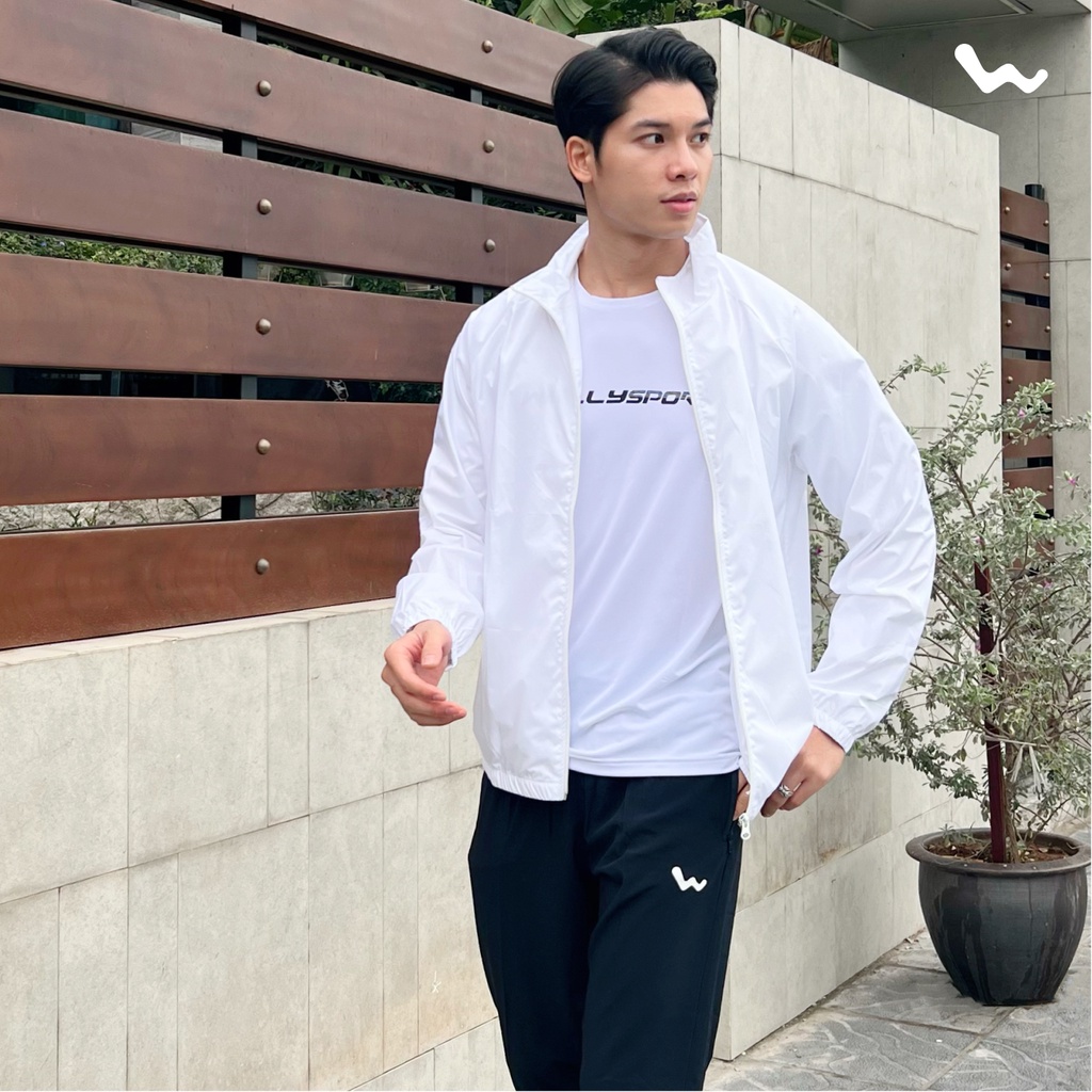 Áo Khoác Thể Thao Nam Running Jacket, Màu Trắng, Welly Sport, Mã AKN09