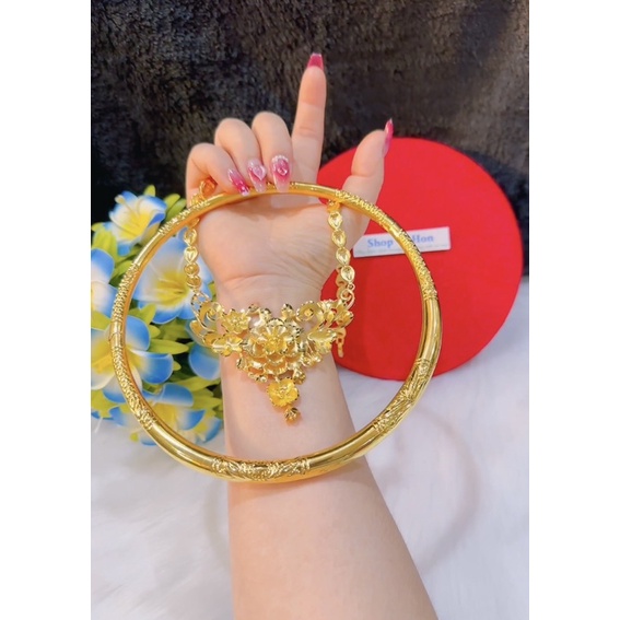 Set 1 dây chuyền hoa mai ,1 kiềng cổ chạm hoa văn mạ vàng 24 cao cấp mẫu mới về , cực đẹp cực sang trọng
