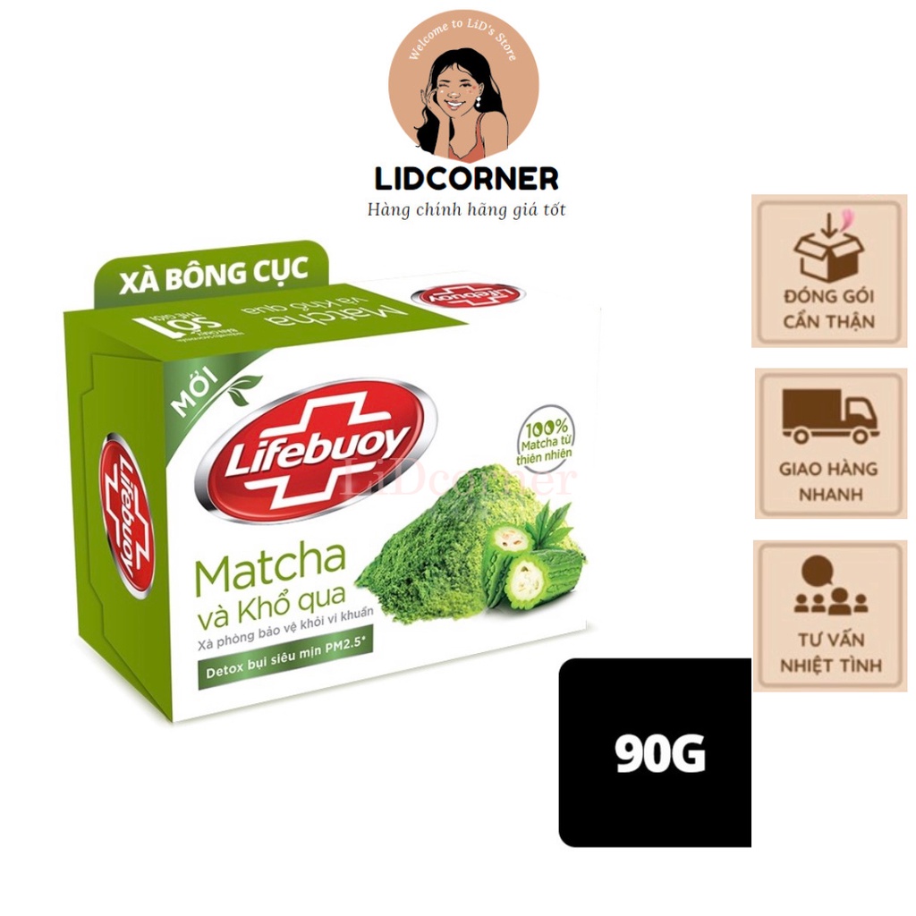 Xà Bông Cục Diệt Khuẩn Lifebuoy Matcha Và Khổ Qua, Mật ong và Nghệ