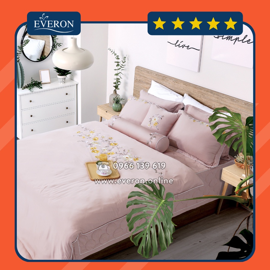 Bộ Everon EPM23022 màu hồng, chất liệu Bamboo sợi tre mềm mại