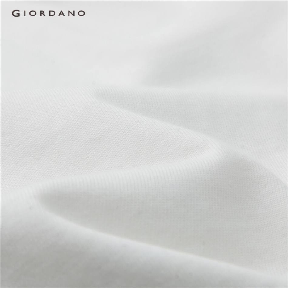 Áo thun cotton GIORDANO 01023440 cổ tròn thêu hình gấu