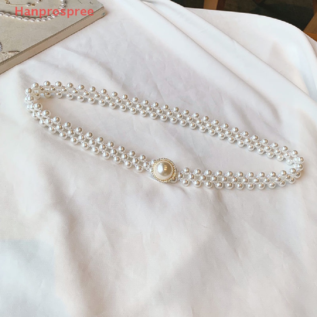 Hanprospree > Thắt Lưng Chuỗi Hạt Ngọc Trai Lớn Co Giãn Trang Trí Kim Cương Phong Cách Gothic Đơn Giản Thời Trang Dễ Phối Đồ