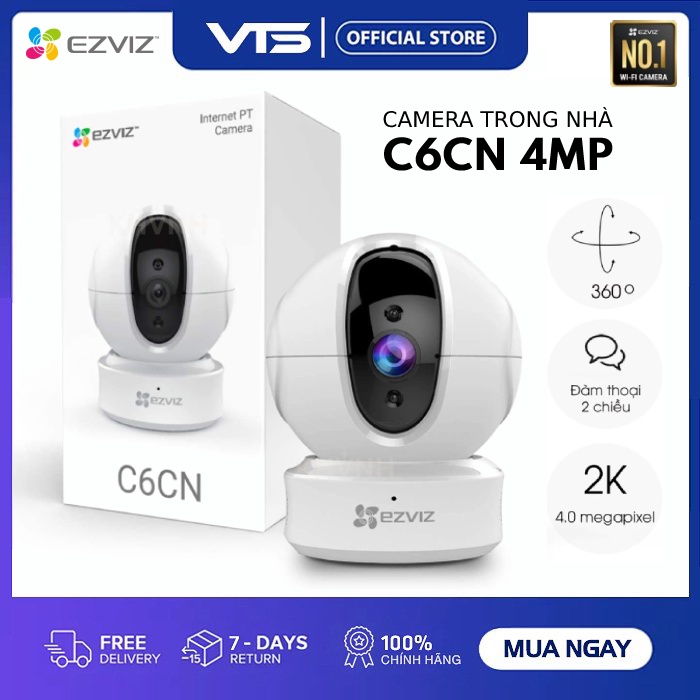 [FREESHIP] Camera Wifi EZVIZ C6CN 2K 4MP Xoay 360 Độ, Đàm Thoại 2 Chiều - Phát Hiện Chuyển Động - C6CN 4.0MP - VTS