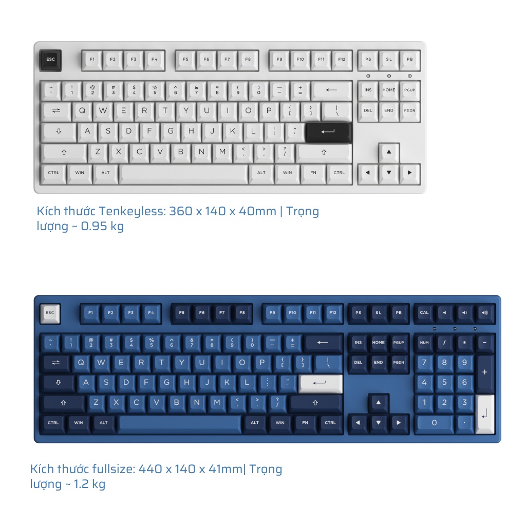 Bàn phím cơ không dây AKKO 3087/3108 RF - Kết nối wirless 2.4gHz / Type C-USB | Keycap PBT Double-Shot, ASA profile