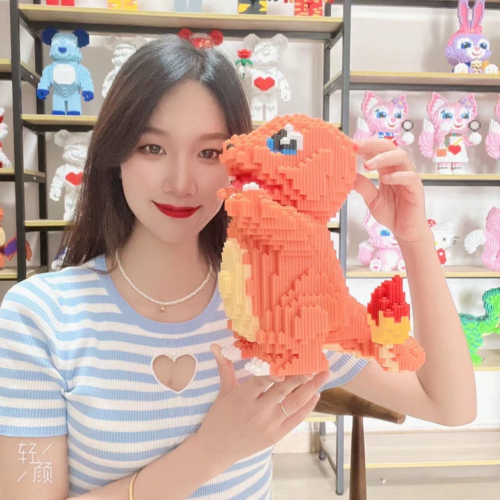 Xếp hình le go pokemon đuôi lửa cỡ lớn size to 28cm đồ chơi xếp hình nano 3d cho bé chuẩn mẫu