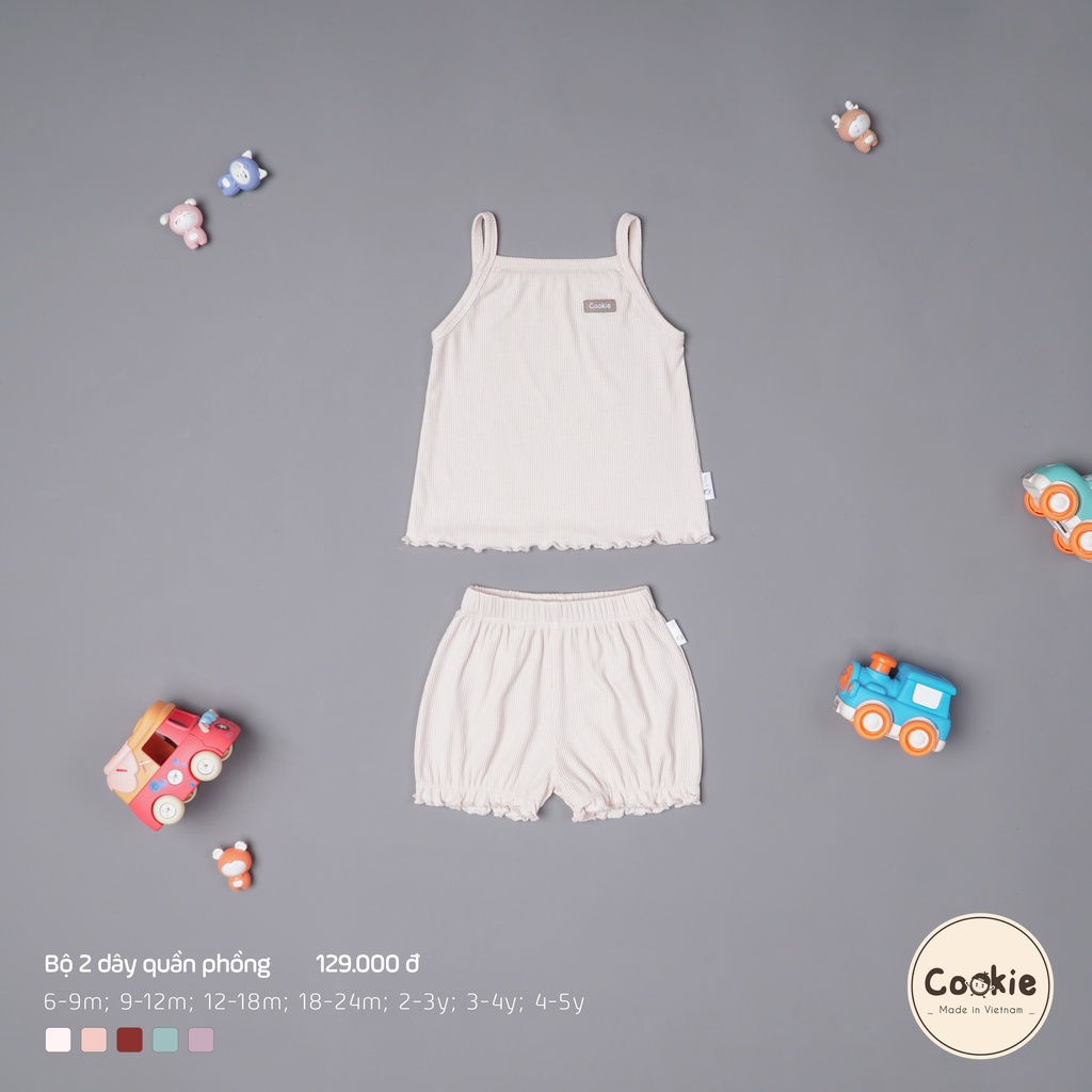 Bộ quần áo trẻ em 2 dây cuốn bèo quần phồng size từ 6-9m đến 4-5y