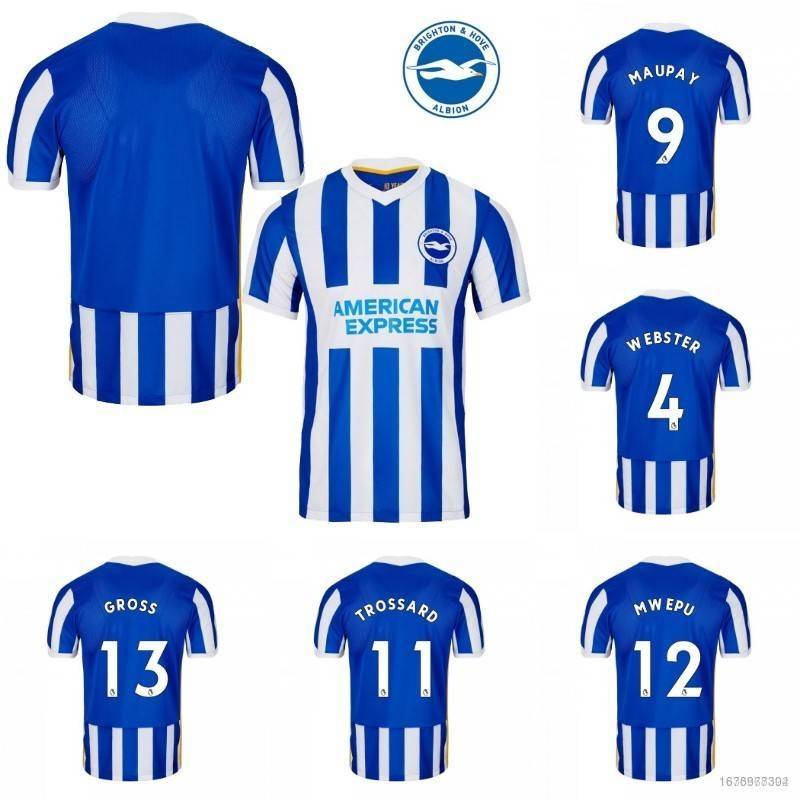 Áo Thun Bóng Đá Sân Nhà Câu Lạc Bộ Bóng Đá Sân Nhà Brighton Hove Albion SI 2021-2022 Trossard Mwepu Gross Webster Maupay
