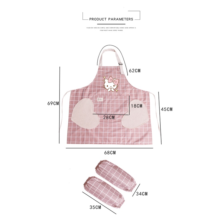 CẶP TẠP DỀ CARO HÌNH HELLO KITTY MÀU HỒNG/XANH DƯƠNG KHÔNG THẤM NƯỚC