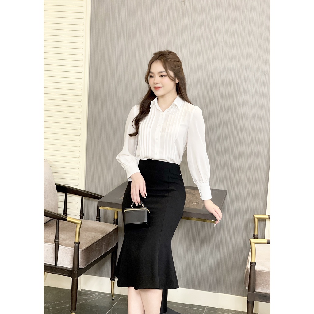 Chân Váy Đen Đuôi Cá Dáng Dài Midi Thời Trang Nữ Rosara CV13