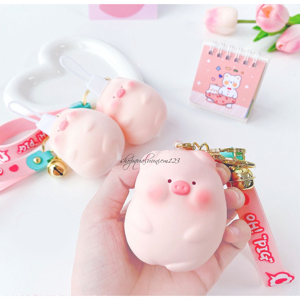Móc khóa squishy túi lưới hình heo gấu vịt kute độc, đẹp, hình Siêu Dễ Thương
