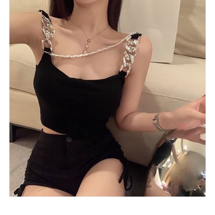 ÁO HAI DÂY CROPTOP PHỐI XÍCH KÈM DÂY MẪU MÌA HÈ