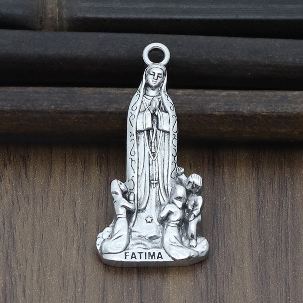 Bộ 5 Mặt Vòng cổ Kim Loại Khắc Chữ Our Lady of Fatima Virgin Mary