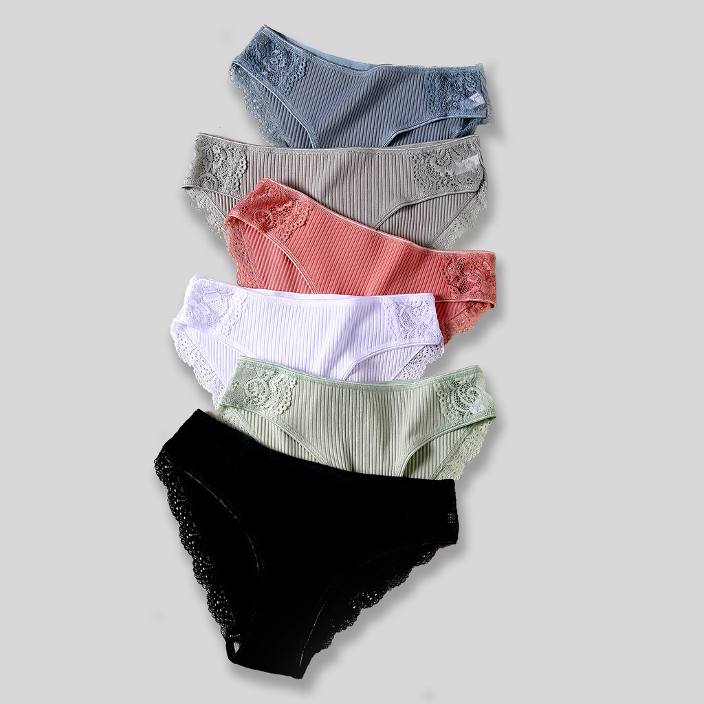 Quần Lót Cotton Lưng Thấp Phối Ren Quyến Rũ Cho Nữ
