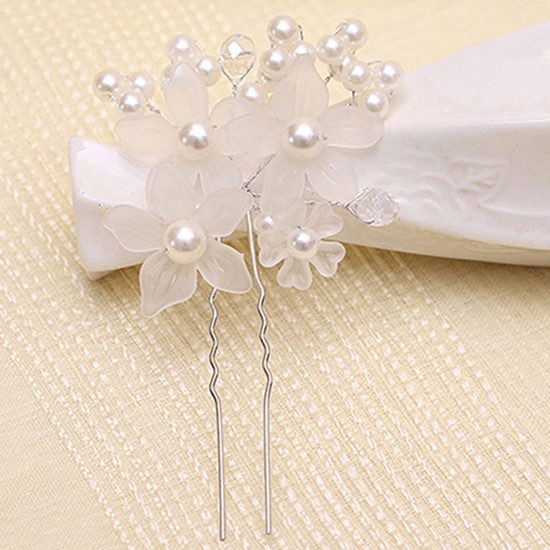 1 Trâm Cài Tóc Trang Trí Hoa Đính Ngọc Trai Giả Màu Trắng Cho Cô Dâu