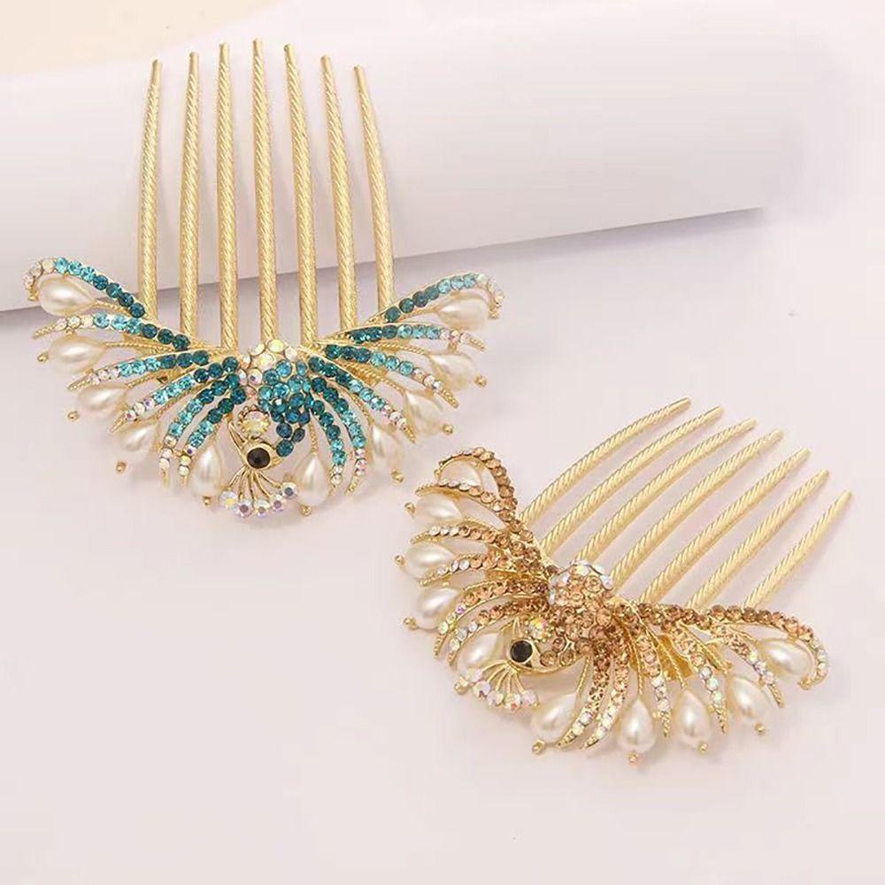 Lược Cài Tóc Hình Lông Công Phong Cách Hàn Quốc Dành Cho Cô Dâu