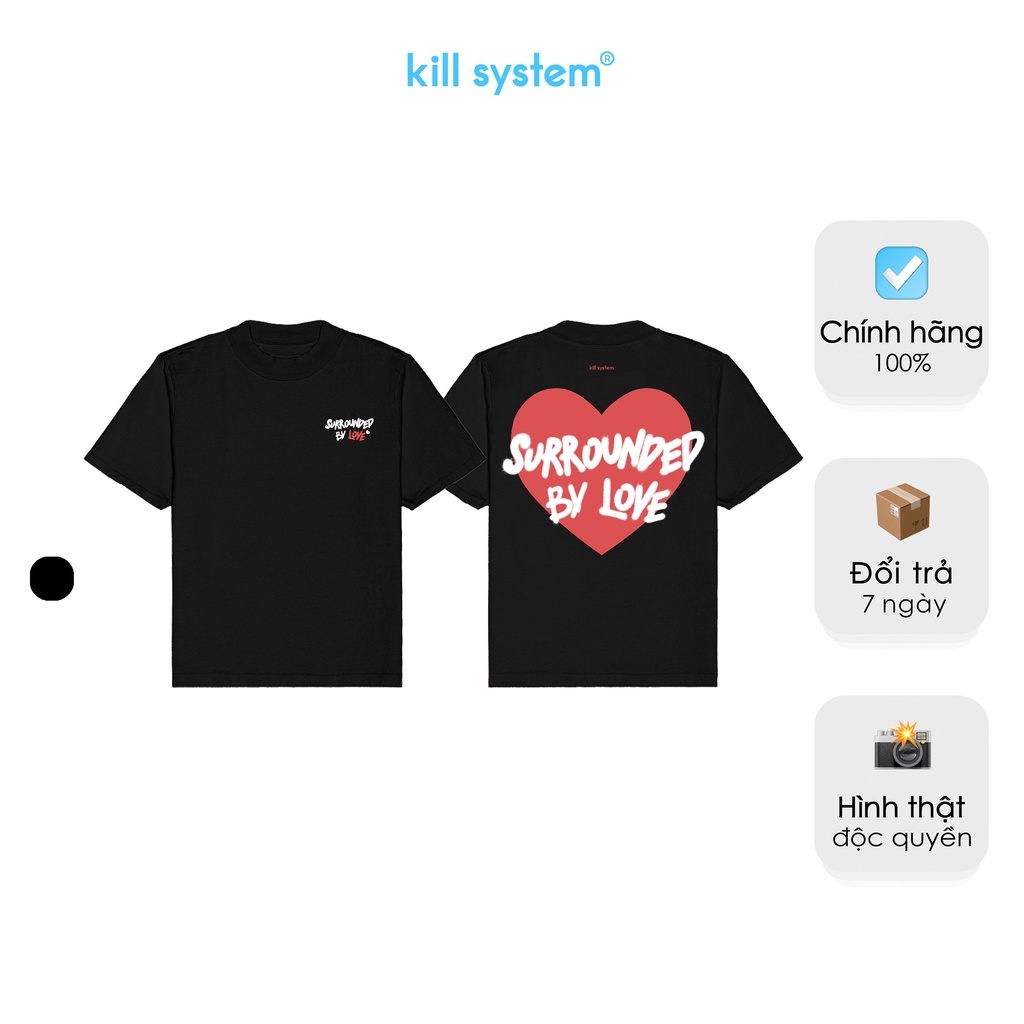 Áo thun form rộng màu đen Feeling Love oversize nam nữ t-shirt Killsystem