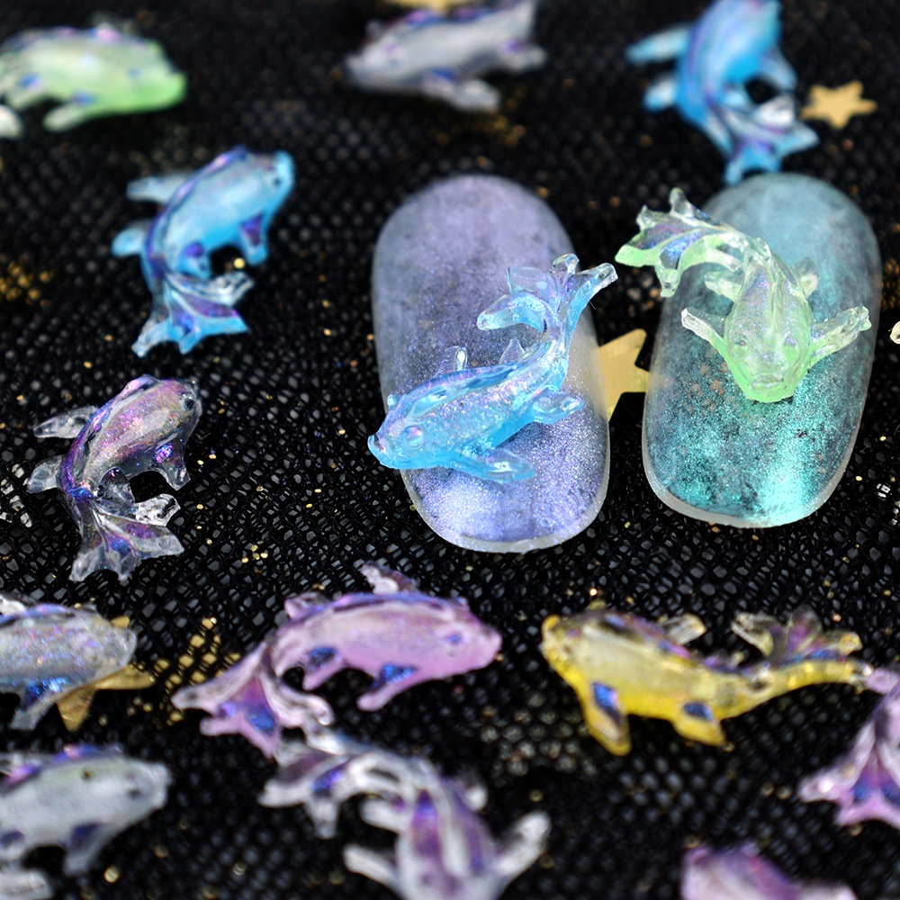 Set 100 Phụ Kiện Trang Trí Móng Tay Nghệ Thuật Hình Cá Koi Đính Đá Dễ Thương