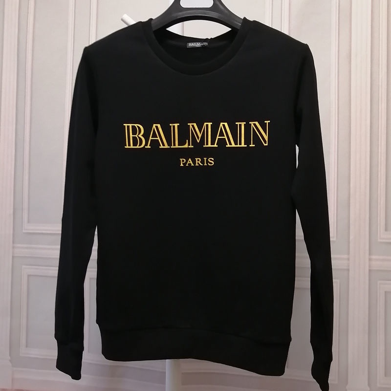 Balmain Áo Thun Cotton Chui Đầu Tay Dài In Chữ balmain Màu Trắng Đen Phong Cách Mới