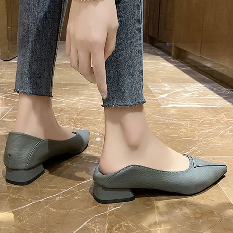 Giày Cao Gót Da Mềm 3CM Mũi Nhọn Thời Trang Công Sở Cho Nữ