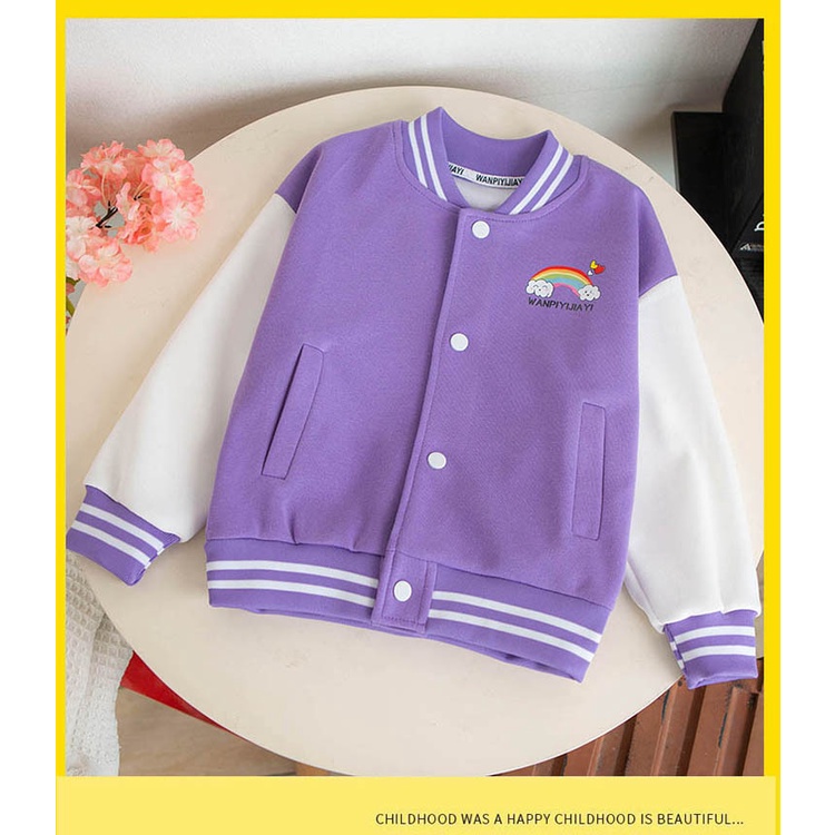 Áo Khoác Bóng Chày Phong Cách Hàn Quốc Thời Trang Xuân Thu Cho Bé Gái 110-160CM