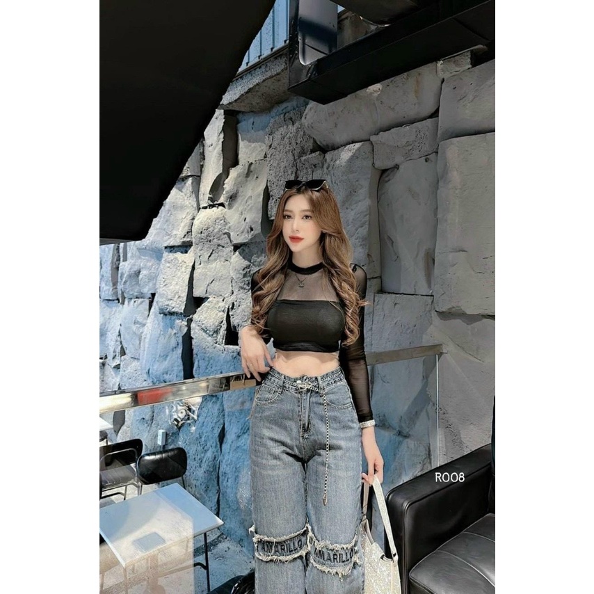 Áo croptop lưới tay dài SẸC XY - Hàng y hình