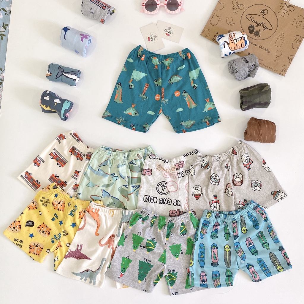 Quần đùi chục xuất dư chất cotton bozip cho bé trai, bé gái từ 7-18kg