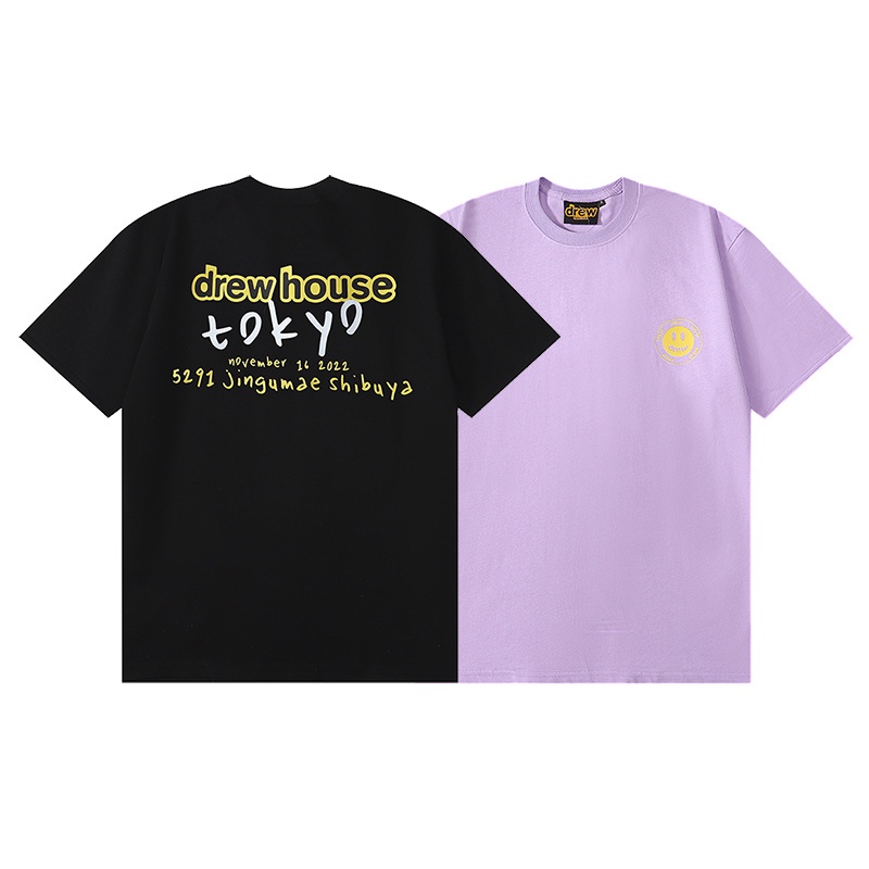 Áo Thun Cotton Tay Ngắn In Hình Mặt Cười Màu Vàng Thời Trang Cho Cặp Đôi