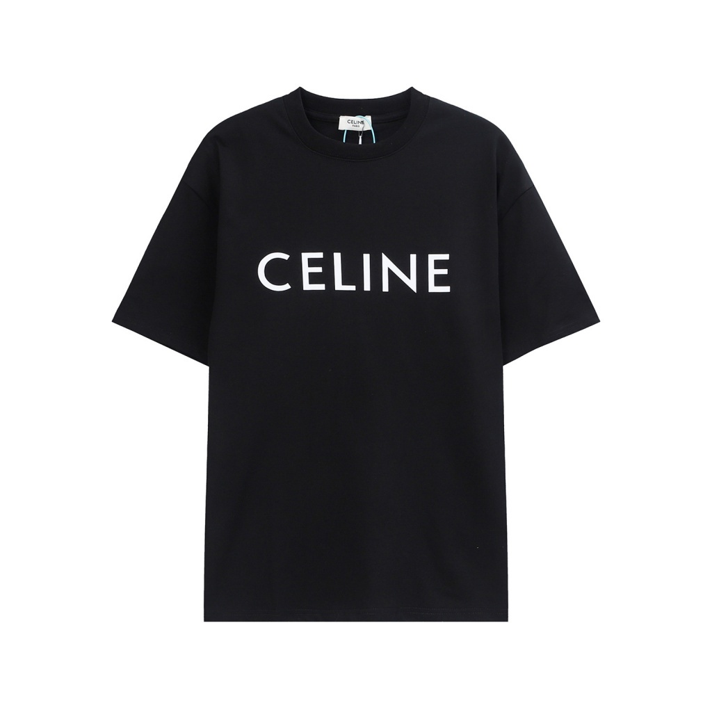CELIN.E23 early spring new fashion logo letter printing simple all-match slimming 240g Terry short sleeve t-shirt