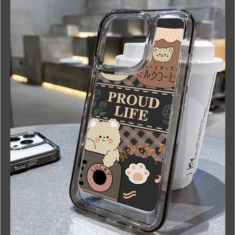 Ốp Điện Thoại DecoPhone Acrylic tpu acrylic Hình Gấu Uống Trà Sữa Cho iphone 6 6s 7 8 plus x xs max se 11 12 13 14 15 pro max plus