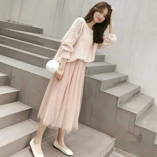 [HÀNG ORDER ~ 10 NGÀY]_ Set áo len mix váy ren tiểu thư sang chảnh thời trang