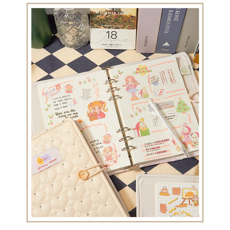 NB30 Sổ tay bìa vải hình trái tim gáy tròn Lemon Cloud size A6 A5