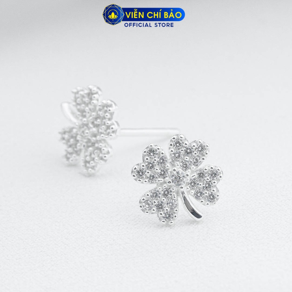 Bông tai bạc nữ cỏ 4 lá có đuôi (new) chất liệu bạc 925 thời trang phụ kiện trang sức nữ Viễn Chí Bảo B400028