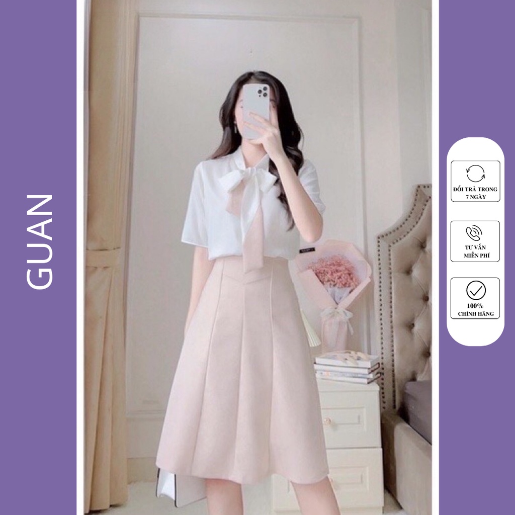 Chân váy chữ A công sở thời trang dài đến gối,Chân váy công sở lưng cao dáng dài có bigsize GUAN