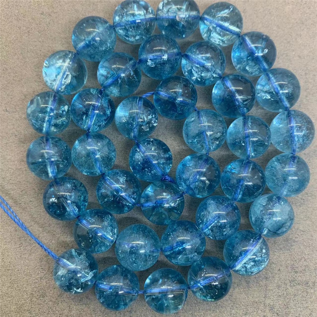 Chuỗi Hạt Đá Thạch Anh Xanh Tự Nhiên 6 / 8 / 10 / 12mm Dùng Làm Đồ Trang Sức Thủ Công