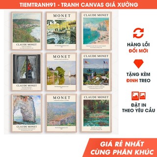 Tranh treo tường trang trí, Tiệm Tranh 91, tranh canvas Claude Monet chọn lọc - Tặng kèm đinh treo tranh