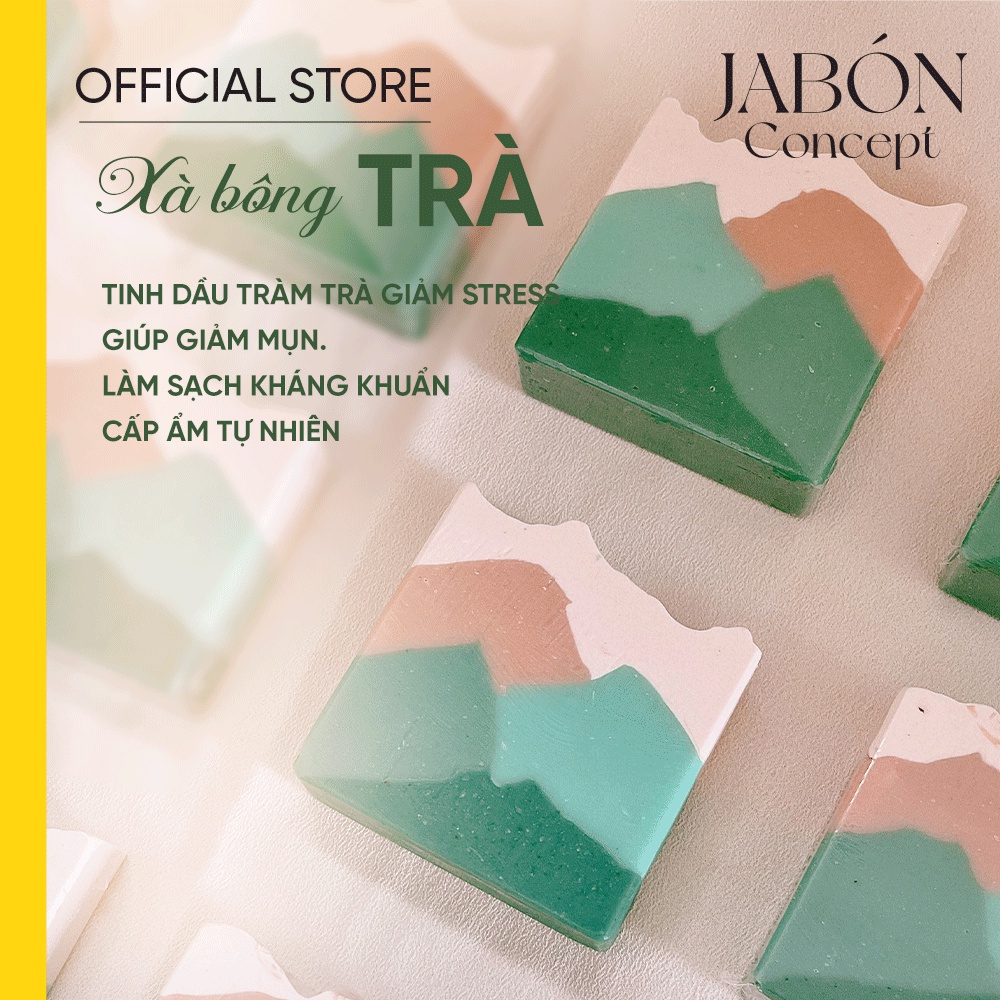 Xà Bông Organic Bạc Hà 100gram Tinh Dầu Tràm Trà Giảm Mụn Thiên Nhiên Jabón Concept