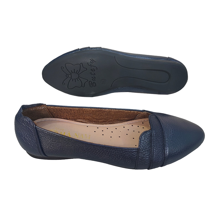 Giày nữ búp bê đế bệt 2cm HÀ NAM da bò thật thời trang cao GBBN2060d