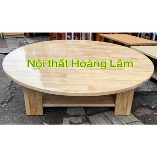 Bàn trà / bàn osin tròn gỗ cao su tự nhiên cao 27 cm