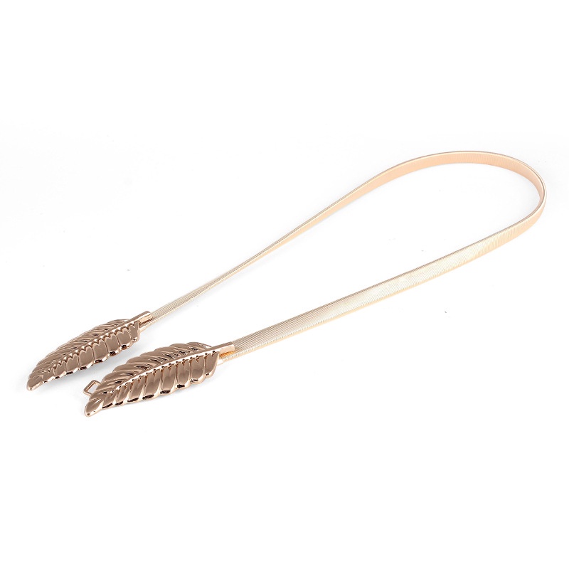 Thắt Lưng Dây Xích Kim Loại Co Giãn Hình Chiếc Lá Hợp Thời Trang Cho Nữ
