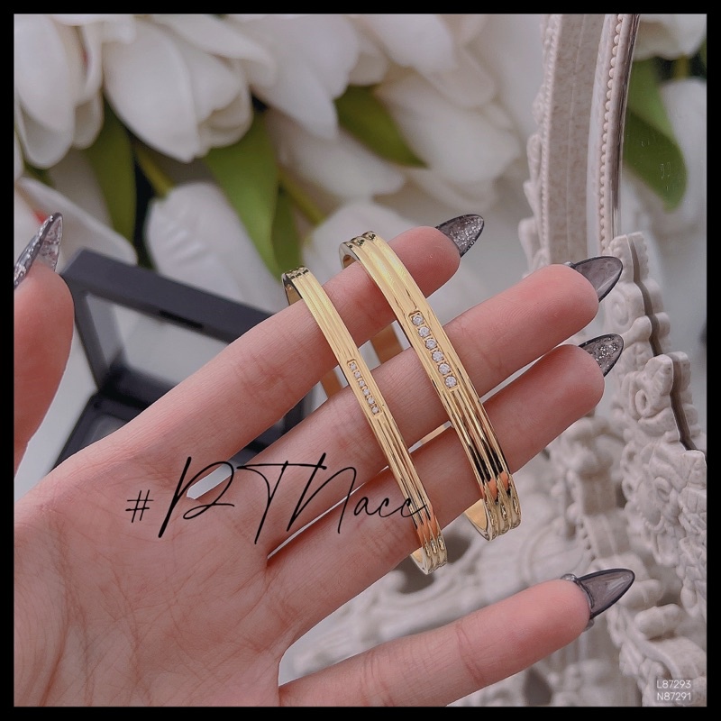 Vòng tay titan đính đá đơn giản bản dày, mỏng dành cho nam nữ .PTNACC.