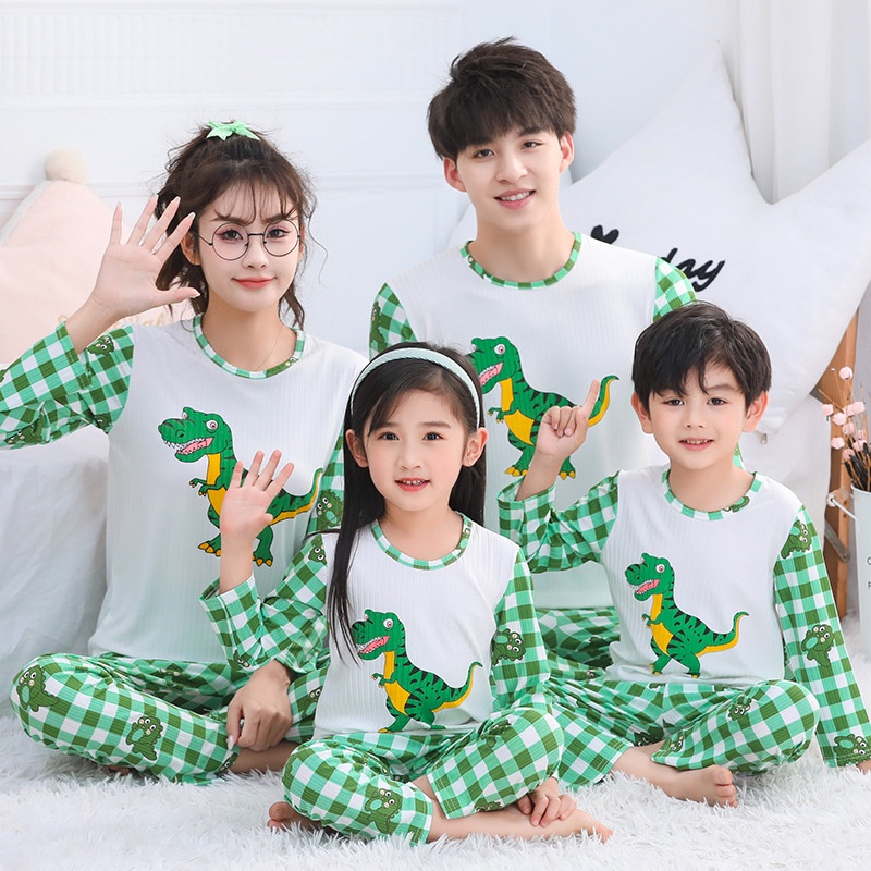 YAOEENH Bộ Đồ Ngủ Tay Dài Vải Lụa Lạnh Mỏng In Họa Tiết Dễ Thương Kiểu Hàn Quốc Thời Trang Cho Bé 100-180cm