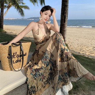 Đầm Hai Dây Cổ Chữ V Hở Lưng Quyến Rũ Dành Cho Nữ