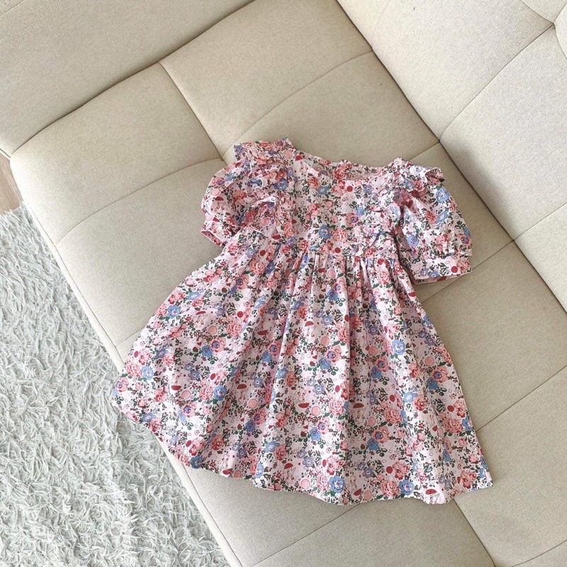 Váy bé gái cộc tay bèo vai💕freeship❤️M.C kids❤️❤️đầm đi học