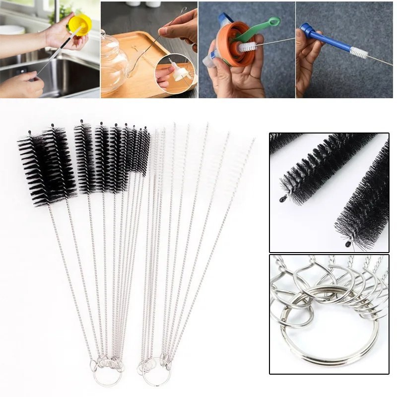 Set 10 Cọ Vệ Sinh Bình Sữa Đa Năng Bằng Thép Không Gỉ