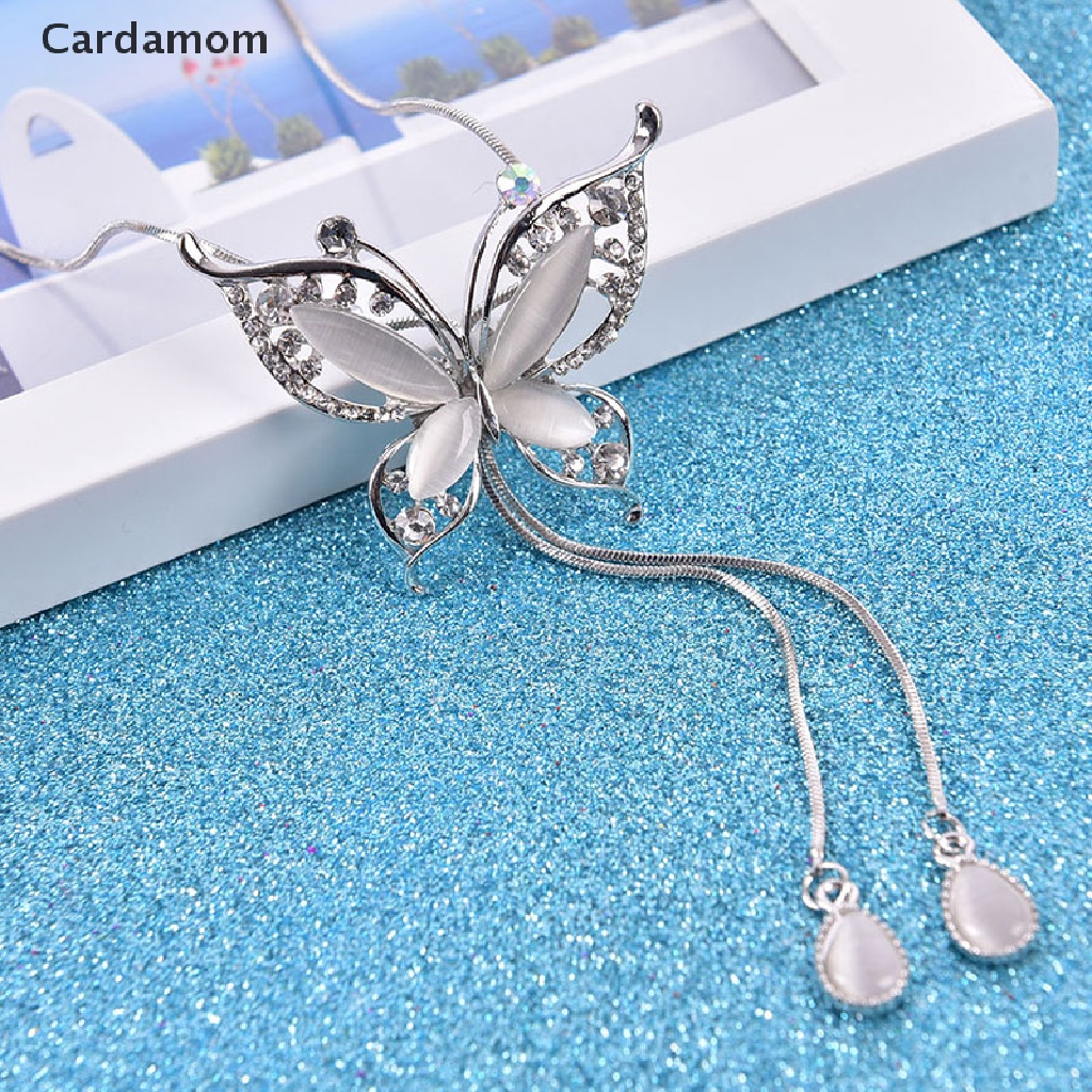 {CARDA} Vòng cổ Chuỗi Dài Mặt Đá Opal Hình Bướm Làm Quà Tặng Trang Sức Cho Bạn Gái {Cardamom}