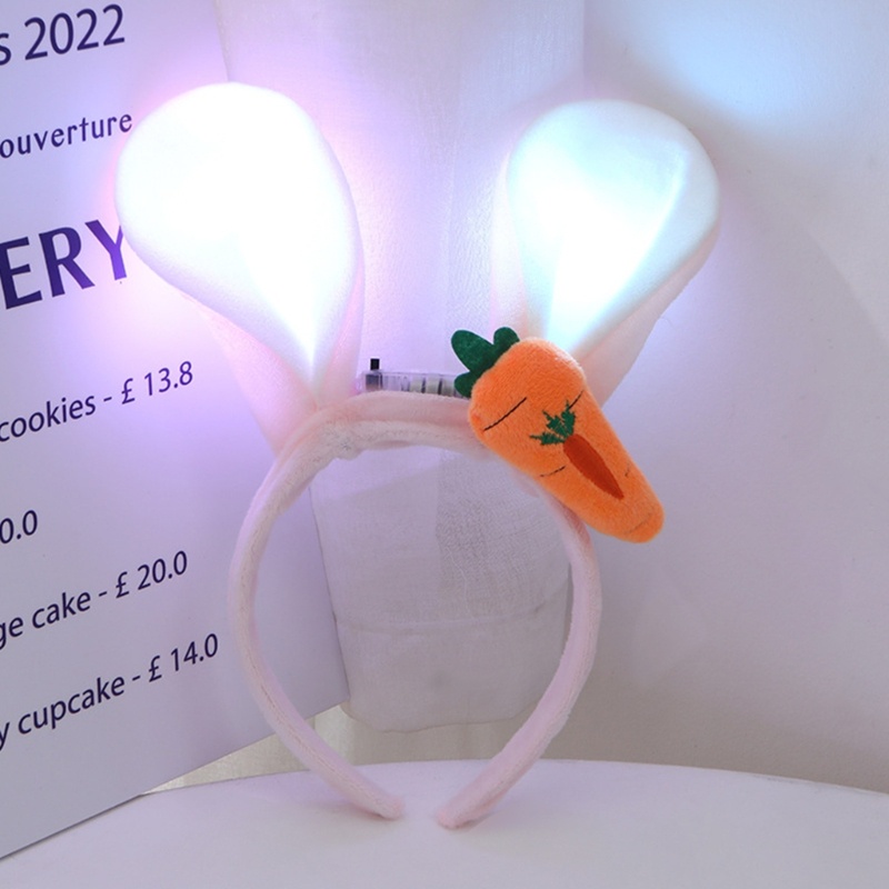 Flgo Băng Đô Tai Thỏ Có Đèn LED Dễ Thương Cho Nữ