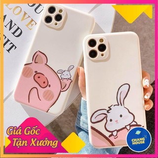 Ốp Lưng Silicon Màu Bảo Vệ Camera Pig and Rabbit