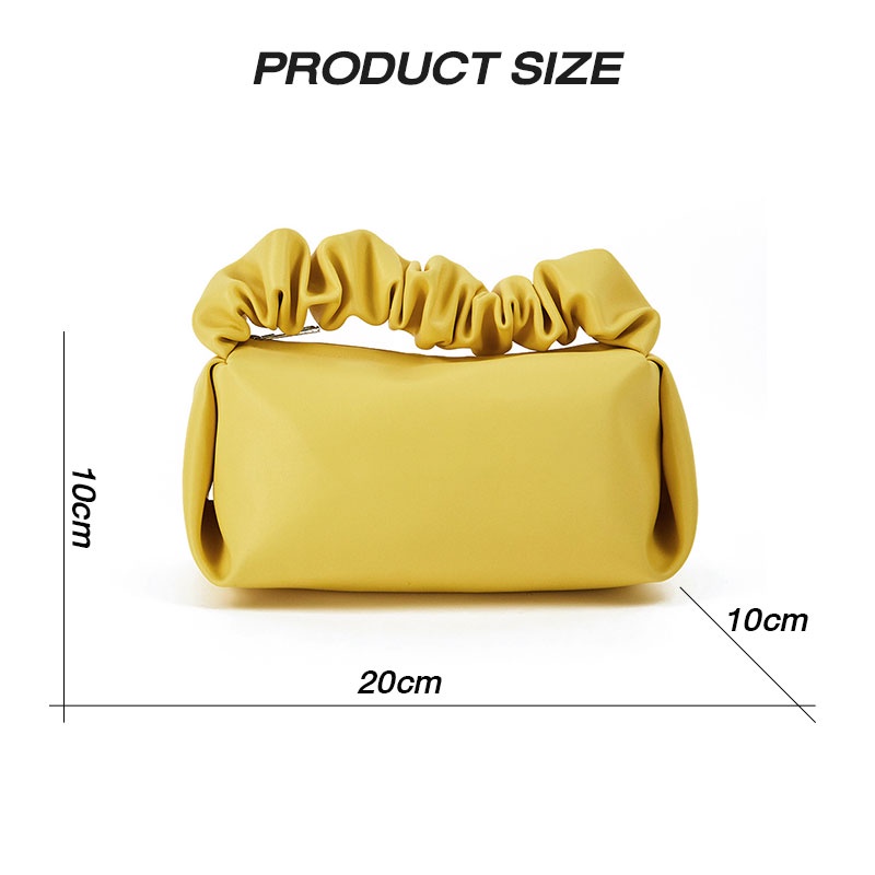 Mischa Túi Đựng Mỹ Phẩm Cầm Tay Bằng Da PVC Xếp Ly Sức Chứa Lớn Màu Trơn Đơn Giản Xu Hướng Mới